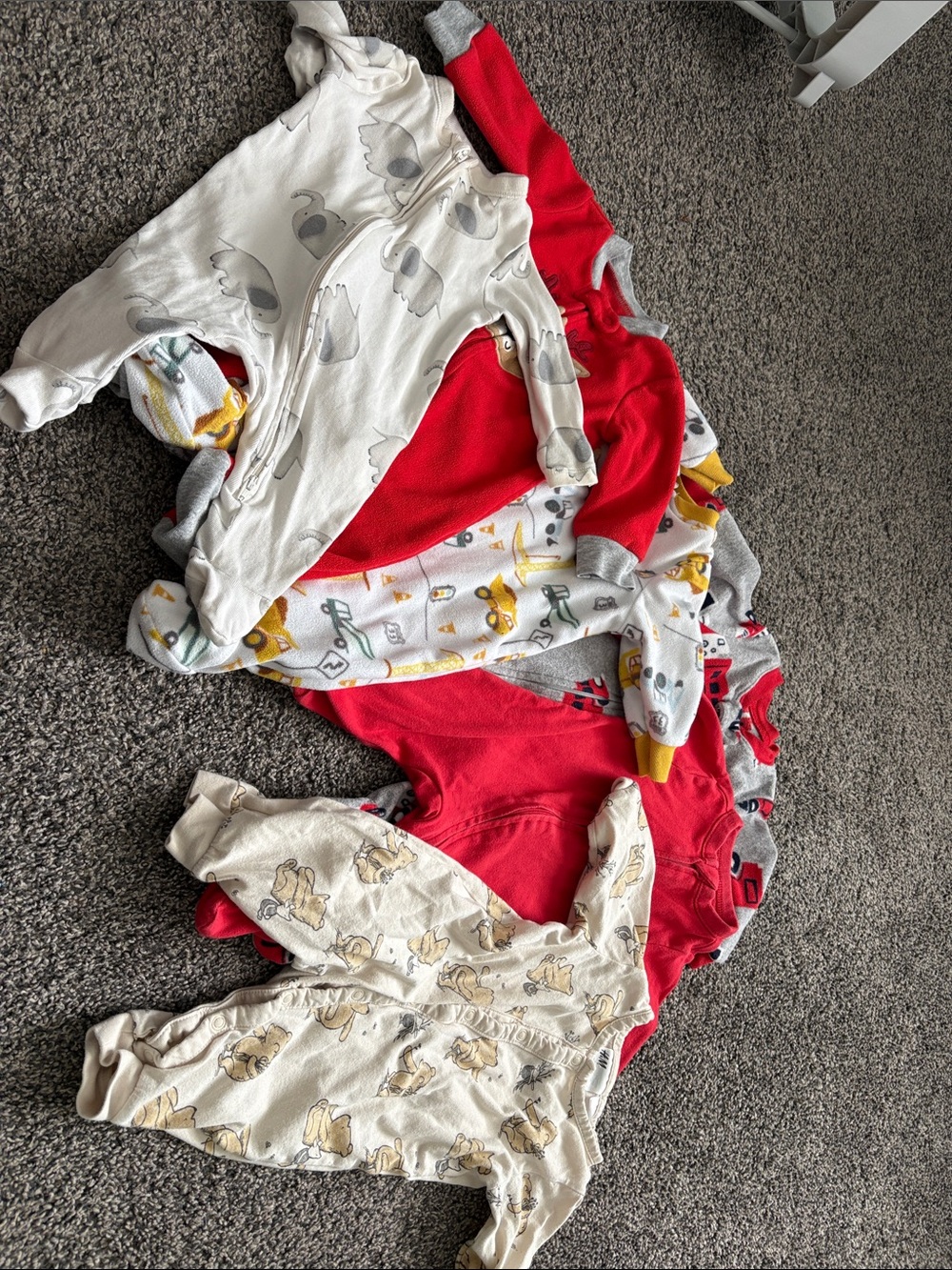 Baby Footed Pajama Bundle - Red, White, Gray, Yellow Prints